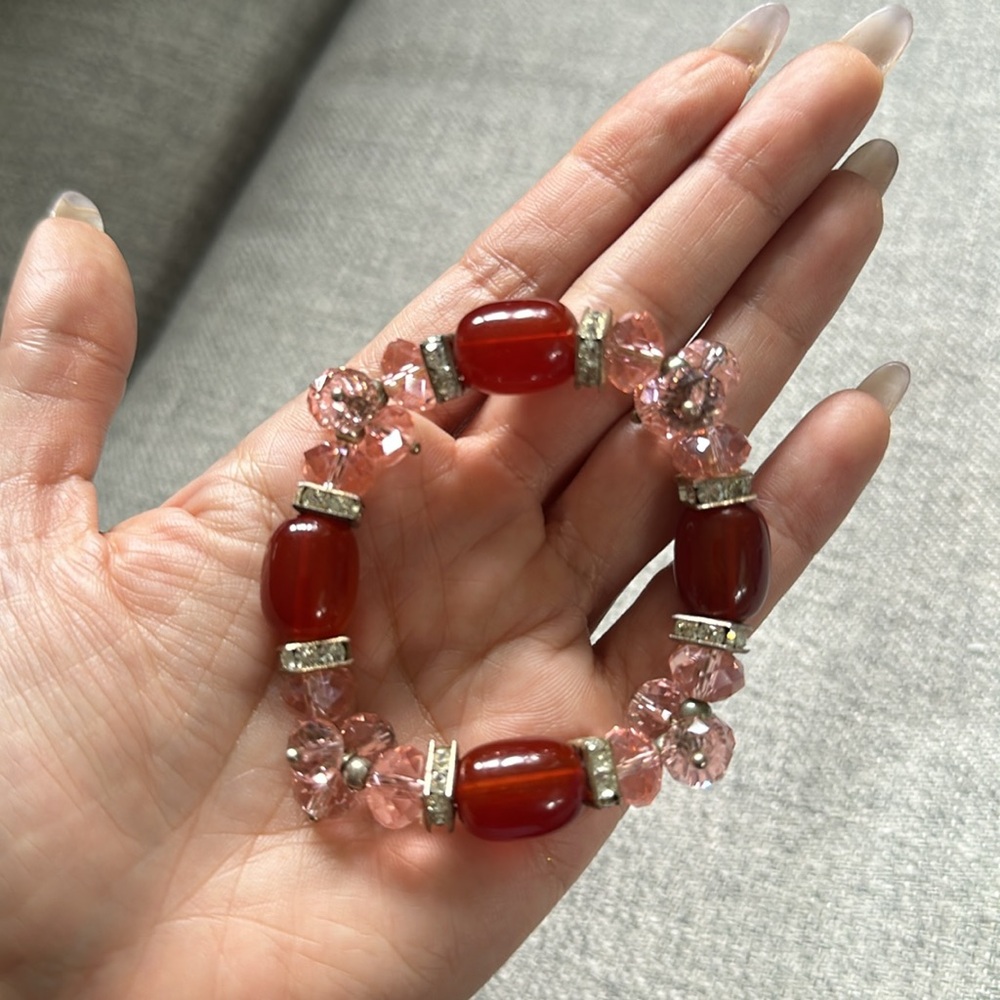 Purple and red beaded bracelet